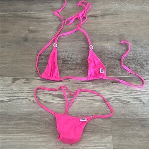 Hot Pink Cheeky Bikini with Tassels